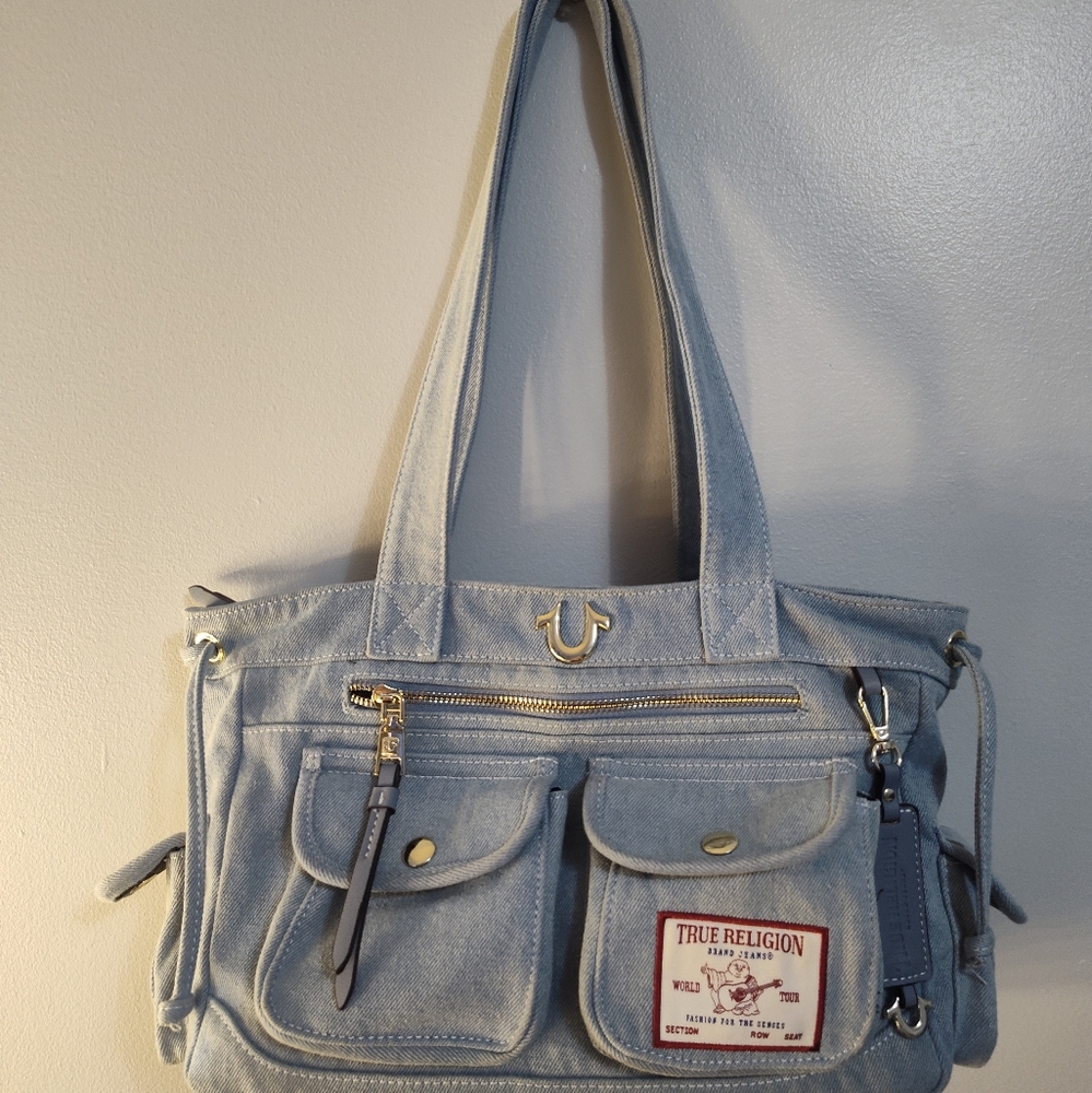 True Religion Denim Blue Tote Bag